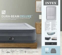 Intex Comfort Plush Extra Hoog Luchtbed - Queensize - Ingebouwde Elektrische Pomp -Buiten kamperen 1690 1900 64418nd pkg 2023 300