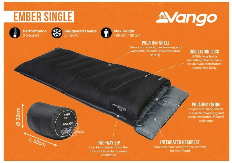 Vango Ember Slaapzak - Zwart 4 Vango Ember Slaapzak - Zwart - Afbeelding 4