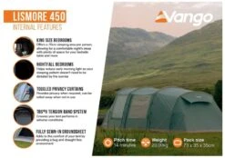 Vango Lismore 450 Tunneltent - 4 Persoons - Groen -Buiten kamperen 1900 1783 lismore 450 package 4