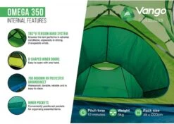 Vango Omega 350 Tunneltent - 3 Persoons - Groen -Buiten kamperen 1900 1783 omega 350 6