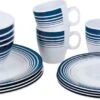 Bo-Camp Melamine Serviesset - 16-delig - Wit/Blauw