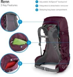 Osprey Renn Backpack - 50 Liter - Paars -Buiten kamperen osprey renn features 1