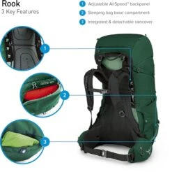 Osprey Rook Backpack - 65 Liter - Zwart -Buiten kamperen osprey rook features